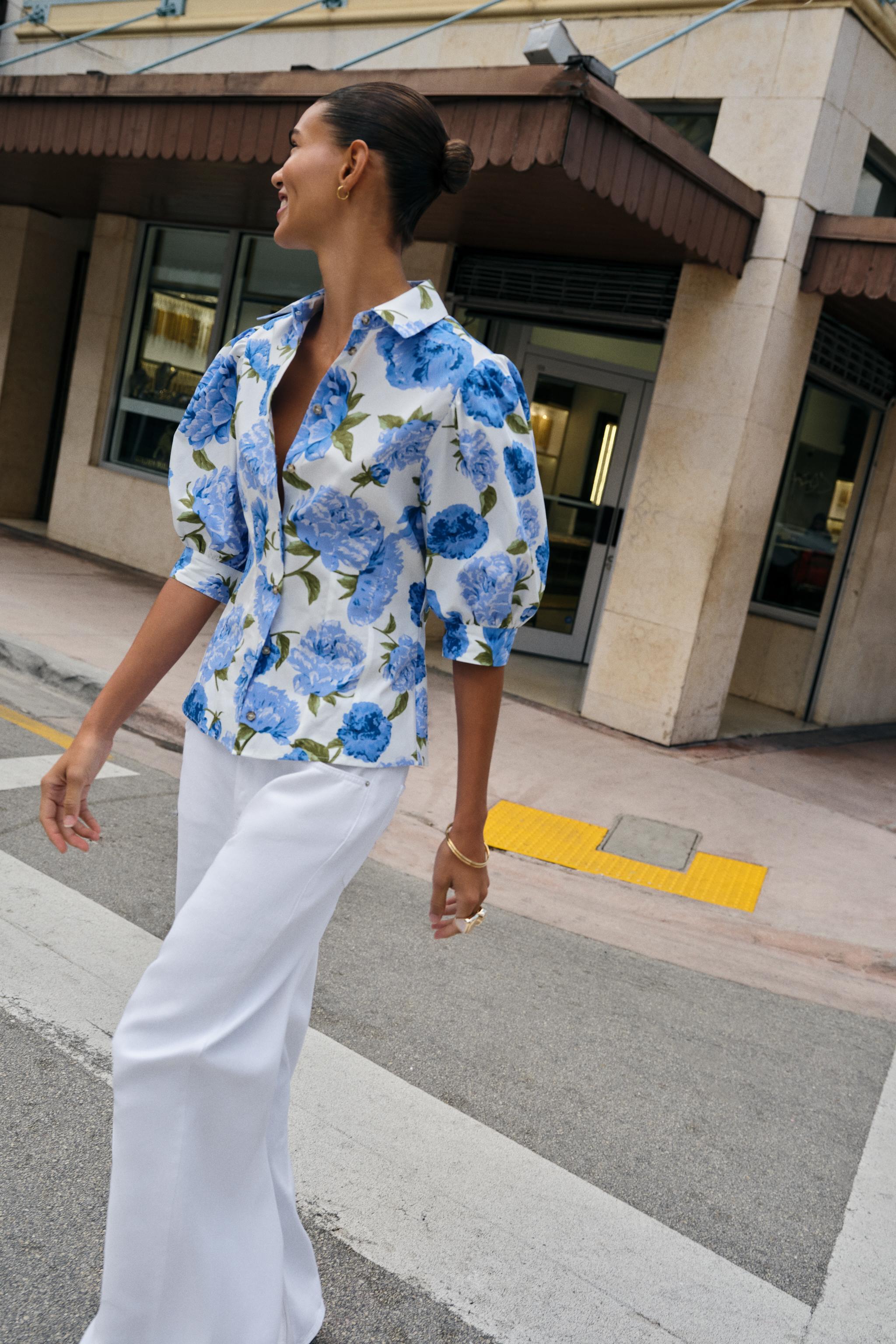 CHEMISE EN POPELINE À IMPRIMÉ FLORAL